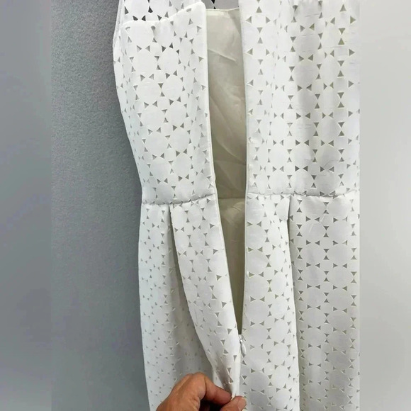 Trina Turk dress, fit and flare, double lined,white, knee length,Key hole back - Picture 2 of 8